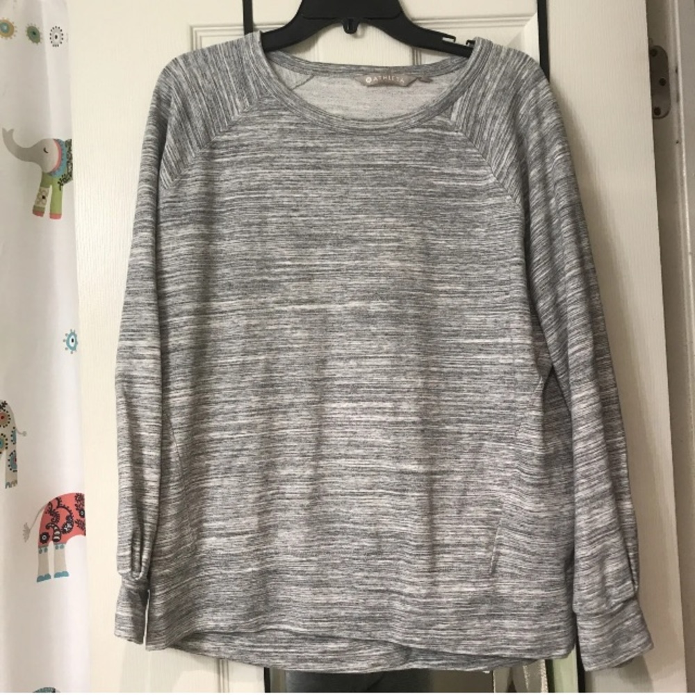 Athleta Marl Gray Bandha Yoga Sweatshirt Tencel/Lyocell Modal pullover cozy S - Picture 3 of 10